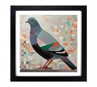 Pigeon Suprematism No.5 Framed Print | 18x18 Inch Black Framed Wall Art | Ready to Hang | Modern Animal Picture | Living Room Bedroom Lounge Office