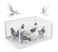 Pigeon Trap Escape-Proof Pigeon Cage with Two One-Way Access Entrances Portable Bird Trap for Rooftops, Open Gardens, Barns Farms - Cage