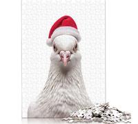 Pigeon Wearing A Santa Hat Puzzle Fun Activity for at Home Premium Cardboard Jigsaw Puzzle for Adults Teen Gifts 1000pcs (38x26cm)