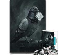 Pigeon with Bow Tie and Note Funny Toilet hum Jigsaw Puzzle, 1000 Pieces | Piece-by-piece progress - a simple way to organise the image at your own pace.