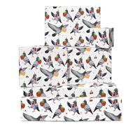 Pigeon Wrapping Paper - 6 Sheets - Birds, Strawberries & Cherries - Gift Wrap For Bird Lovers, Kids & Adults - Christmas Celebrations, Garden Parties, Birthday, Wedding - By Central 23
