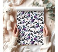 Pigeon Wrapping Paper Sheet - Watercolour Bird & Feather Print - Funny Gift Wrap for Animal Lovers, Bird Fans & Quirky Occasions W71 (White, Large - 58 x 85cm / 22.8" x 33.4" inches)