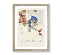 Pigeons In The Autumn By Ohara Koson Exhibition Museum Asian Japanese Framed Print | A4 Oak Framed Wall Art | Ready to Hang | Asian Animal Picture | Living Room Bedroom Lounge Office