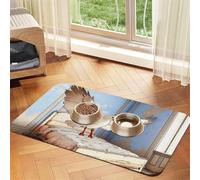 Pigeons in The Bedroom Pet Feeding Mat Dog Cat Eating Food Absorbent Leather Tablecloth for and Water Bowl Waterproof No Stains Quick Dry Non-Slip 23.62 * 15.75IN