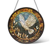 Pigeons Stained Glass Window Hanging,White Dove Suncatcher Door Garden Decor Birthday Gifts,Sun Catchers Home Decoration for Bedroom Kitchen Patio Windows,Christmas for Mom 5.9 IN