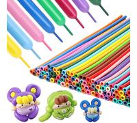 PIGETALE 100pcs Modelling Balloons 260 Long Balloons for Twisting Animal Assorted Color Thickening Latex Magic Balloon for Balloon Arch Kids Birthday Party Wedding Festival Christmas Clown Decorations