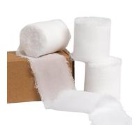 PIGETALE White Chiffon Ribbon 1-1/2 Inch Handmade Tulle Fringe Fabric Silk Ribbons for Wedding Invitations Bridal Bouquets Decorations Gifts Wrapping Bow Making DIY Crafts Home Decor 3 Rolls 16.5 Yd