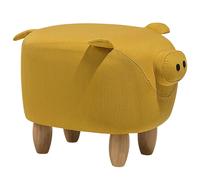Beliani Animal Stool Piggy Fabric Yellow Pig