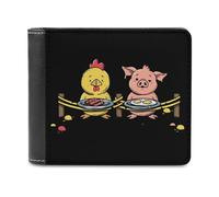 Piggy and Chicken Funny Food Funny Wallet for Men RFID Blocking Bifold Wallet Soft Billfold with Card Slots Custom Gifts