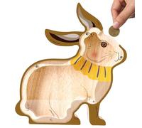 Piggy Bank - Bunny Coin Box, Cash Keeper | Adorable Easter Style 18 x 20 cm, Acrylic Wooden Frame, Educational Saving Decoration, , School Cabinet M