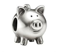 Piggy Bank Charm Bead for Pandora Moments Bracelets Elegantly Plated in Fine Silver Pig Money Box with Coin in Slot Her Girls Women - Happy Birthday Gift Box