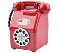 Piggy Bank Creative Cute Retro Telephone Shaped Piggy Bank Table Decoration Dial Phone Money Box for Bedroom Office Shelf, Red, High Banks For Adults
