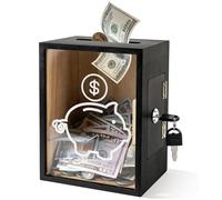 Piggy Bank for Adults, Secure Money Saving Box with Lock, Transparent Design for Easy Tracking, Ideal for Personal Finance Management, Compact Dimensions 20x12x15 cm