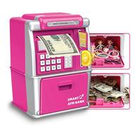 Piggy Bank for Kids, ATM Machine for Real Money with Password Lock, Electronic Savings Box, ATM Piggy Bank Gifts for 3-12 Year Old Girls Boys