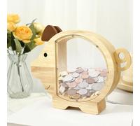 Piggy Bank Kids Money Banks Wooden Small Change Piggy Bank Cute Reusable Coin Bank Money Box for Boys Girls Adults