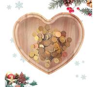 Piggy Bank, Love Heart Shape Wooden Money Saving Box, Transparent Desktop Craft Ornaments Storage for Corner, Study Room Bookshelf Decoration, Perfect for Decorative Solutions