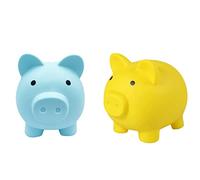 Piggy Bank,Unbreakable Plastic Kids' Money Banks,Saving Coin Bank for Boys Girls Kids，as Gift on Birthday,Baby Shower，Festival,Student Rewards (Blue,Yellow)