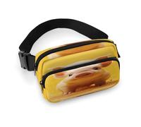 Piggy Is Jumping Fanny Pack Belt Bag with Adjustable Strap Fashion Waist Bag for Outdoor Sports Hiking, white, 20x13cm, Full Printed Waist Bag