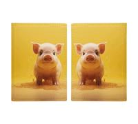 Piggy Is Jumping Printed Passport Cover Case Passport Holder For Travel Passport Cards Protector Travel Covers Wallet Case RFID Blocking Leather Card Case for Women Men, Piggy Is Jumping, 20.3x13.8cm,