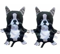 Piggy Poo and Crew Boston Terrier Crinkle Squeaker Toy 2 Pack - for Dogs or Other Small Pets