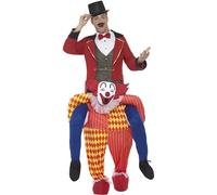 Piggyback Clown Costume, Yellow, One Piece Suit With Mock Legs - piggyback costume mens ladies ride mascot fancy dress christmas halloween