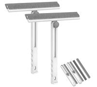 PIGIAOKA 2PCS Collapsible Window Cleaning Scraper, 2 in 1 Window Squeegee Cleaner, 180°Rotating Shower Screen Scraper with Brush Strip & Squeegee Strip, Windows Cleaning Tool for Glass Mirror Home Car