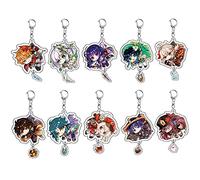 PIGIAOKA Genshin Impact Keychain set 10 Pack Acrylic Keychains Genshin Anime Cartoon Game Figure Keyring with Pendant, Colorful, 5.3x5.3cm/2.09'' x 2.09''