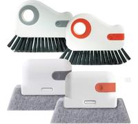 PIGIAOKA Window Groove Cleaning Brush Set, 4PCS Crevice Cleaning Brush with Small Dust Pan, Magic Window Track Cleaning Tools for Narrow Spaces Sliding Doors Track Car Interiors