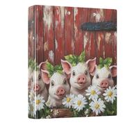 Piglet Barn Door Red Blue 3 - Ring Binders with 1.57" Round Rings Fit 200 Sheets of 8.5x11 Inches Paper for Classroom Home School Office Meeting, 12.4x10.63x2.36 Inches