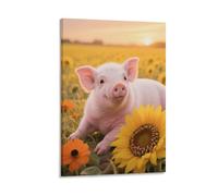 Piglet Canvas Wall Art Sunflower Field Print On Canvas Artwork for Living Room And Bedroom Decorations Gift 16x24inch(40x60cm)