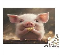 Piglet Jigsaw Puzzles Puzzle for Adults Kids. 1000 Piece Cute Pig Challenge Toy Educational Game Home Decoration for Adults& Kids Age 14 Years Up 1000pcs (75x50cm)