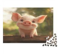 Piglet Jigsaw Puzzles Puzzle for Adults Kids. 1000 Piece Cute Pig Challenge Toy Educational Game Home Decoration for Adults& Kids Age 14 Years Up 1000pcs (75x50cm)