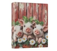 Piglet Leaf Trio Red Blue 3 - Ring Binders with 1.57" Round Rings Fit 200 Sheets of 8.5x11 Inches Paper for Classroom School Home Office Meeting, 12.4x10.63x2.36 Inches
