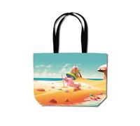 Piglet On A Beach Holiday Beach Shopper Tote Bag Warren Reed - Designer Yellow One Size