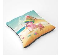 Piglet On A Beach Holiday Floor Cushion Warren Reed - Designer Yellow Large
