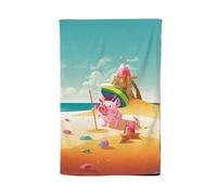 Piglet On A Beach Holiday Tea Towel Warren Reed - Designer Yellow One Size