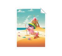 Piglet On A Beach Holiday Unframed Art Print Warren Reed - Designer Multi W20 inch x H30 inch