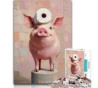Piglet Playing with Toilet Paper 1000 Piece Jigsaw Puzzle for Adults Teens,Learning Educational Toys Family Games Birthday Present,Gifts 38x26cm