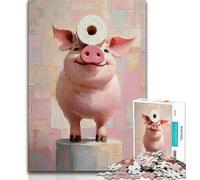 Piglet Playing with Toilet Paper 1000 Piece Jigsaw Puzzles for Teenagers Gifts,Educational Games Home Decoration Deal As Gifts for The Whole Family (75x50cm)