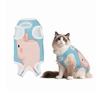 Piglet with a Halo Around his Head Recovery Suit for Dogs Cats After Surgery, Soft Cotton Post-Surgery Suit for Male and Female Pet