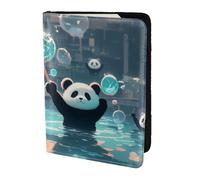 Piglet with wings Travel Passport Holder Cover Wallet Leather Case Travel Essentials Luggage Accessories, Panda Playing In A Pool, One Size, Contemporary