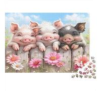 Piglets Pastoral Flowers 1000 Piece Jigsaw Puzzle Jigsaw Puzzle for Adults Relaxing Home Decor Gift 38x26cm/1000pcs