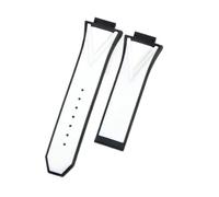 PIGLOLKINY 17-29mm Convex Mouth Special Watch Strap Silicone Watchband Stainless Steel Folding Buckle Bracelet For HUBLOT BIG BANG(White-NO)