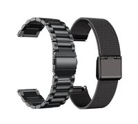 PIGLOLKINY 18/20/22/24mm Width Quick Release Full Stainless Steel Watchband Wristwatch Universal Flat Head Watch Strap(Black 2 piece set,18mm)