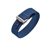PIGLOLKINY 18/20/22mm Ribbed Nylon Watch Band FKM Rubber Strap For Omega Seamaster Folding Buckle Bracelet(Blue-Silver,18mm)