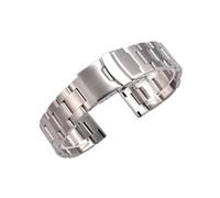 PIGLOLKINY 18mm 20mm 22mm Metal Watch Strap Three-Link Steel Bracelet Quick Release Straight-Fit Stainless Fold Clasp(Silver Strap,18mm)