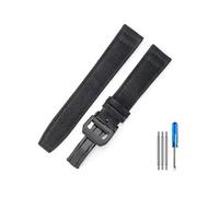 PIGLOLKINY 20/22mm Nylon Canvas Fabric Watch Band Fit for IWC Pilot Spitfire Timezone Top Gun Strap(Black-Black-Z7,20mm)