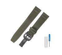 PIGLOLKINY 20/22mm Nylon Canvas Fabric Watch Band Fit for IWC Pilot Spitfire Timezone Top Gun Strap(Green-Black-Z7,22mm)