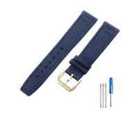 PIGLOLKINY 20/22mm Nylon Canvas Fabric Watch Band Fit for IWC Pilot Spitfire Timezone Top Gun Strap(Blue-Golden-K10,20mm)