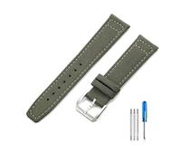 PIGLOLKINY 20/22mm Nylon Canvas Fabric Watch Band Fit for IWC Pilot Spitfire Timezone Top Gun Strap(Green-Steel-K10,20mm)